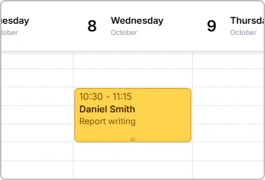 Calendar event using the Non-clinical category color (yellow).